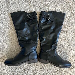 EUC Lane Bryant Black Boots with Buckle Detail